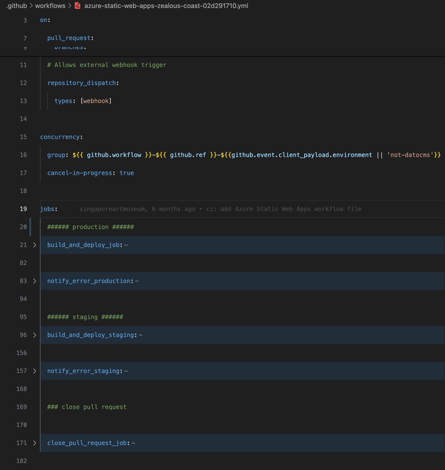 YAML file to declare the ruleset of the CI/CD pipeline